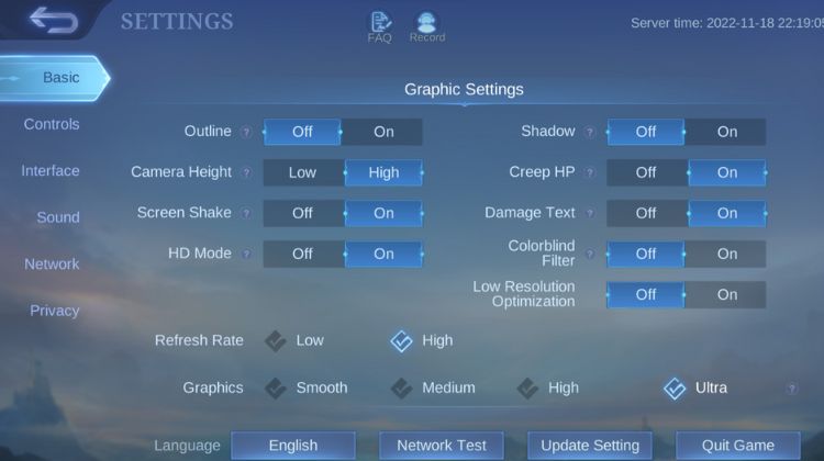 set up ultra settings in mobile legends